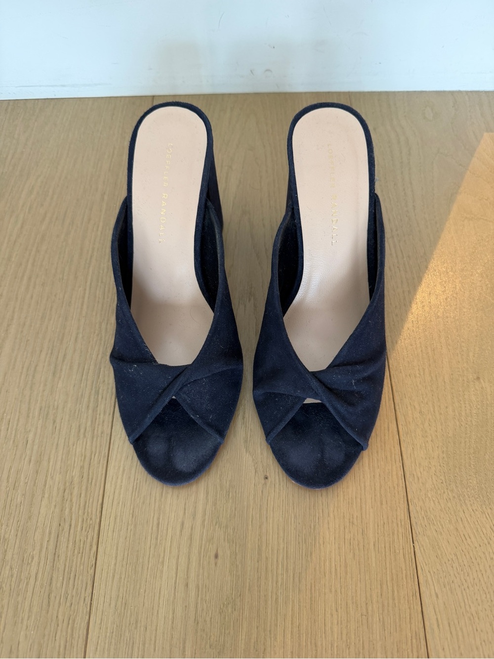 Loeffler Randall Black Knot-Front Suede Mule